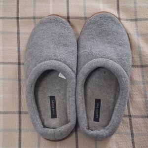 Lands' End Gray Cozy Fleece Slippers